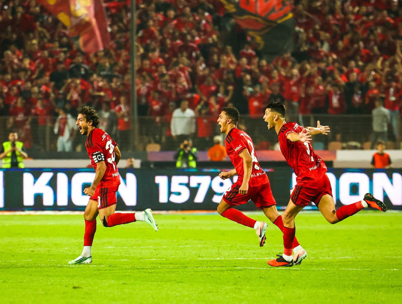 Al Ahly's Mohamed Hany celebrates after scoring against Zamalek in Cairo derby.